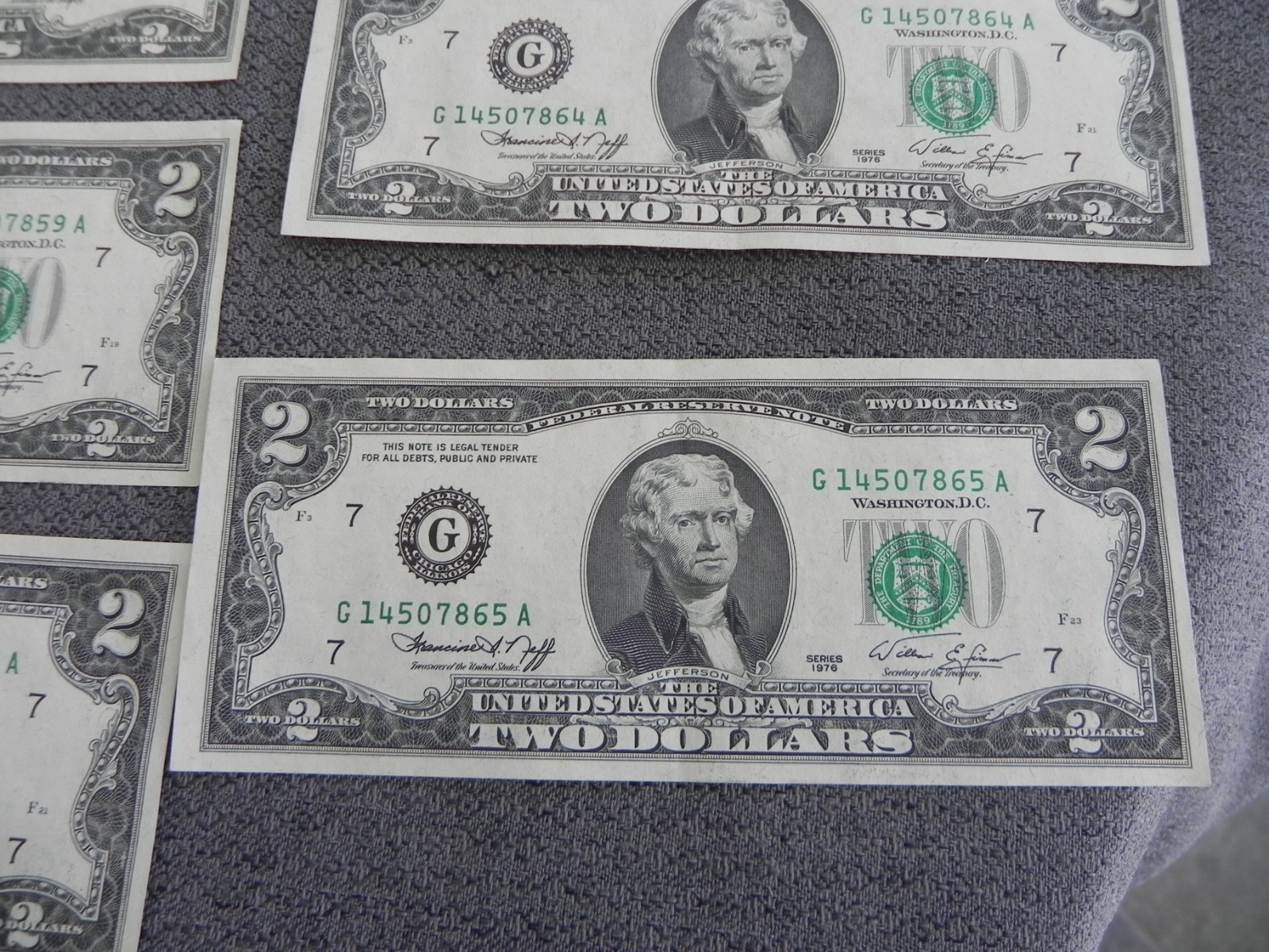 United States $2 Bill LOT Of 20 -1976 9-Uncirculated Sequential Numbers 11-VG !!