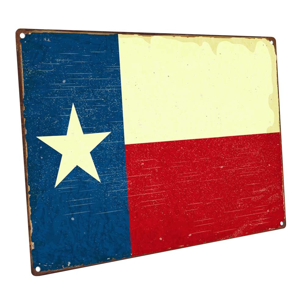 Texas Flag Metal Sign; Wall Decor for Home and Office