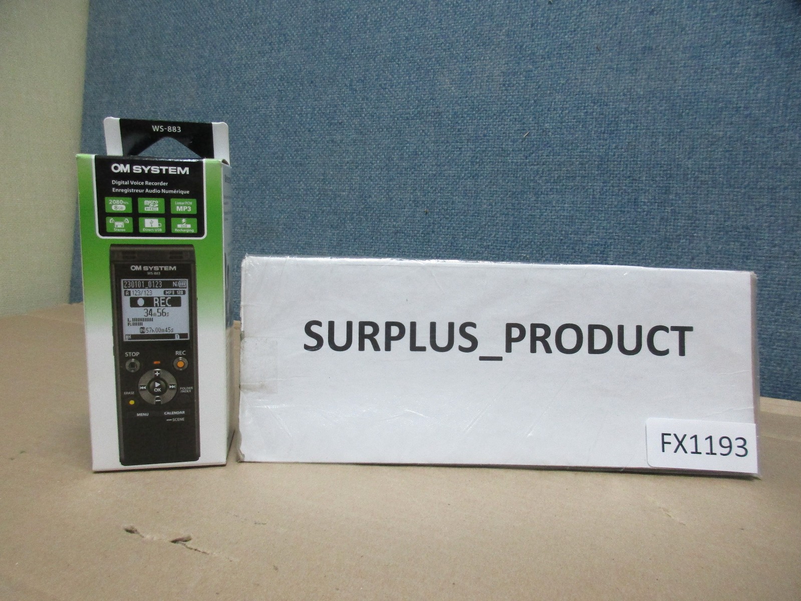 OM SYSTEMS WS-883 DIGITAL VOICE RECORDER,4-7/16”H X 1-13/16”W X 7”D,BLACK-NEW