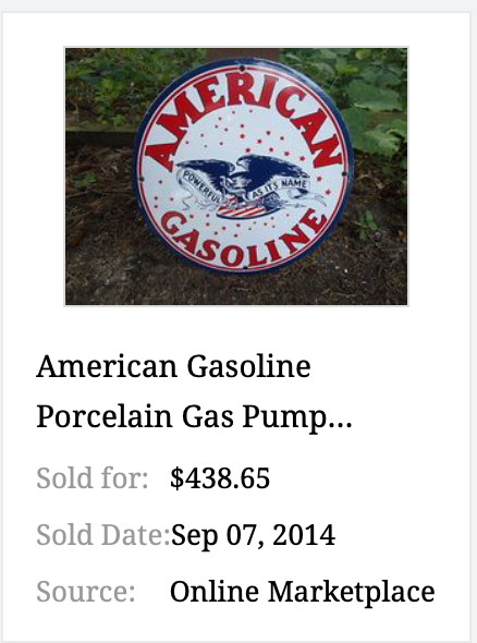 VINTAGE AMERICAN GASOLINE POWERFUL EAGLE 11 3/4" PORCELAIN METAL GAS & OIL SIGN