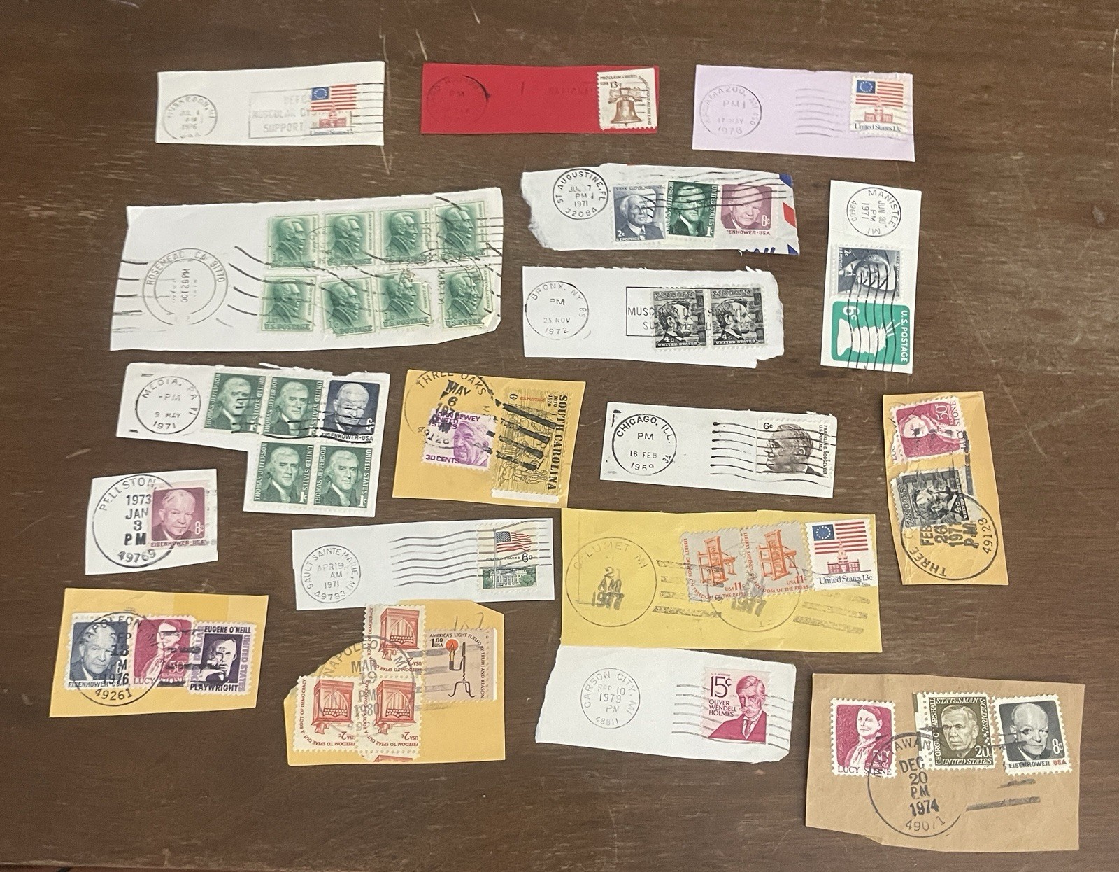 US Stamps Large Lot Postmarks Most On Paper Varying Years