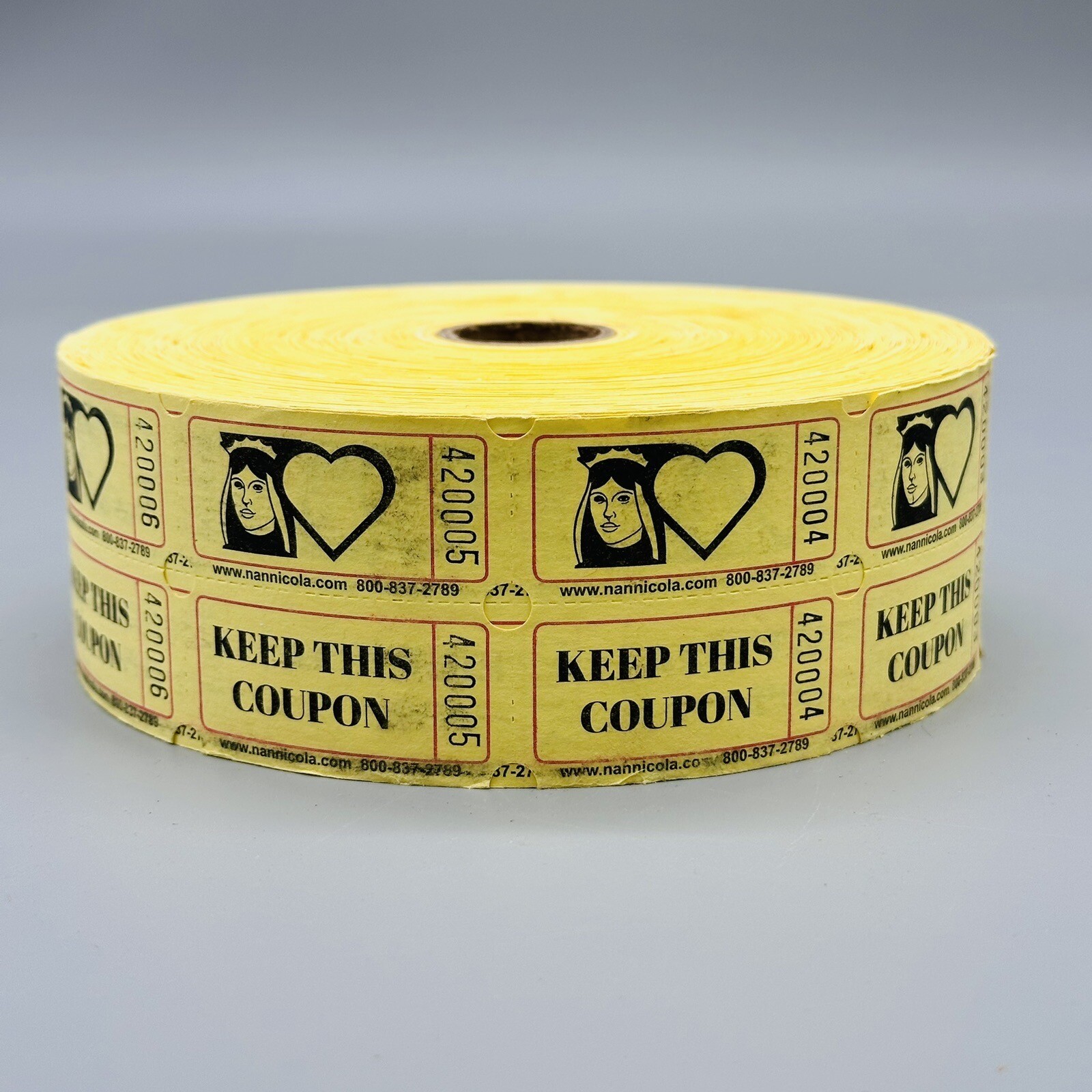 2000 Yellow Raffle Tickets Double Stub Roll for 50/50 Draws