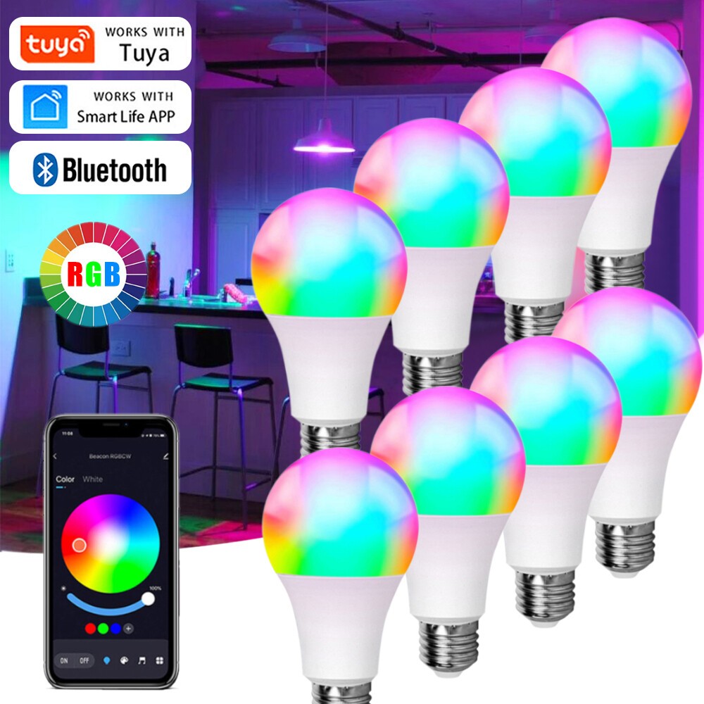 1-8 Pack Tuya Dimmable Smart Life RGB LED Light Bulbs Lamp  110V