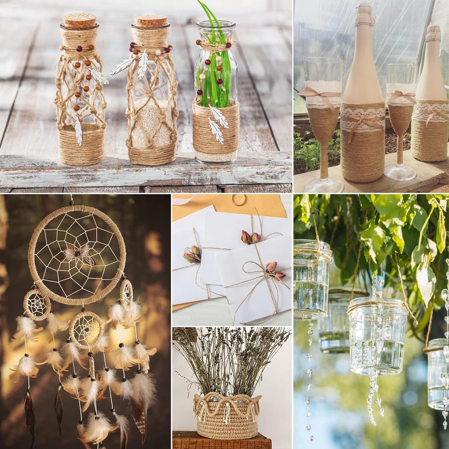 984 FT Natural Jute Twine, Twine String, 3ply Thin Ribbon Hemp Twine, Twine for