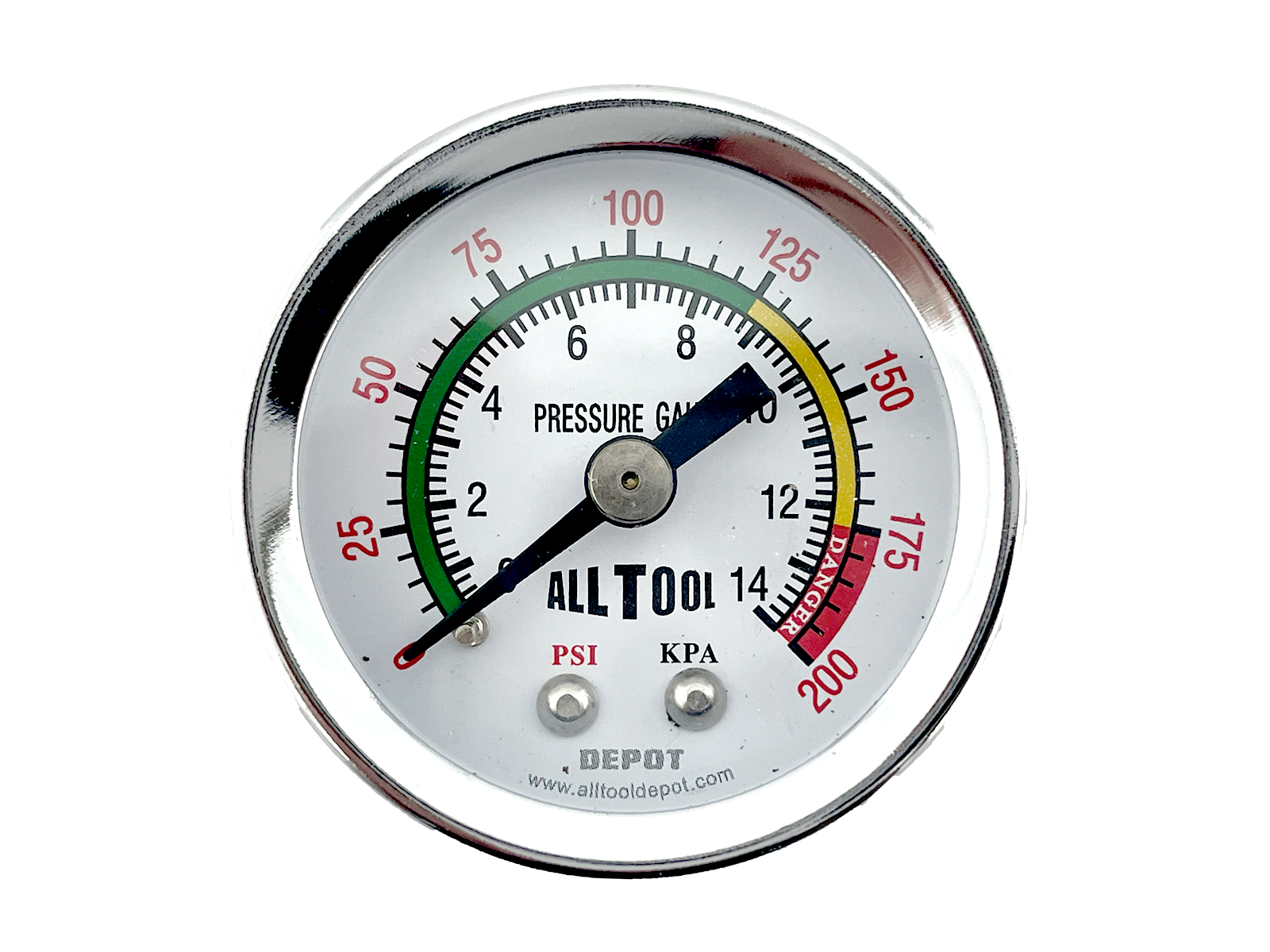 Air Pressure Gauge 1.5" Dial Center Back Mount 1/8"NPT - 0 to 200PSI Color Coded