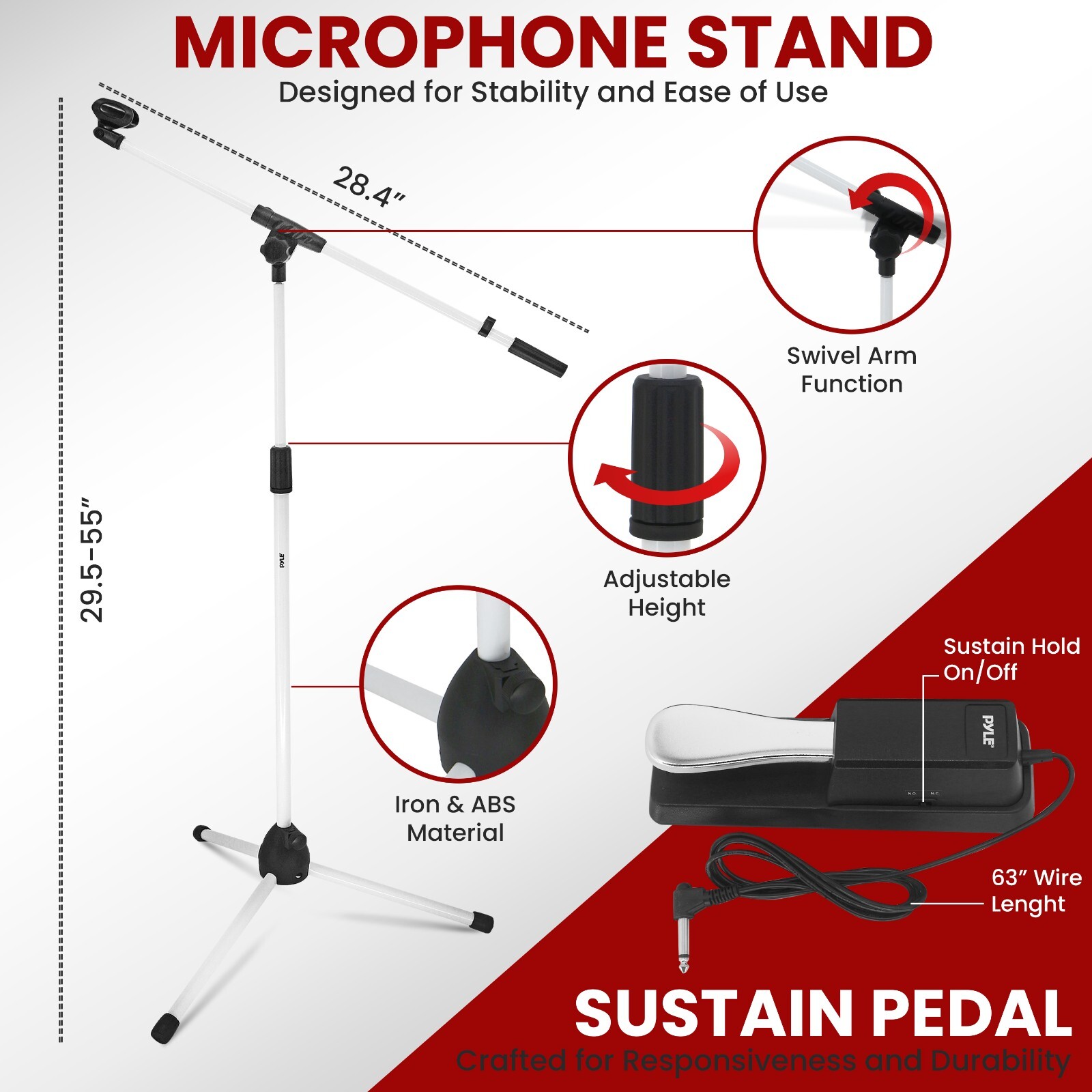 Pyle Heavy-Duty Keyboard Accessories-Keyboard Stand, Headset, Keyboard Stool