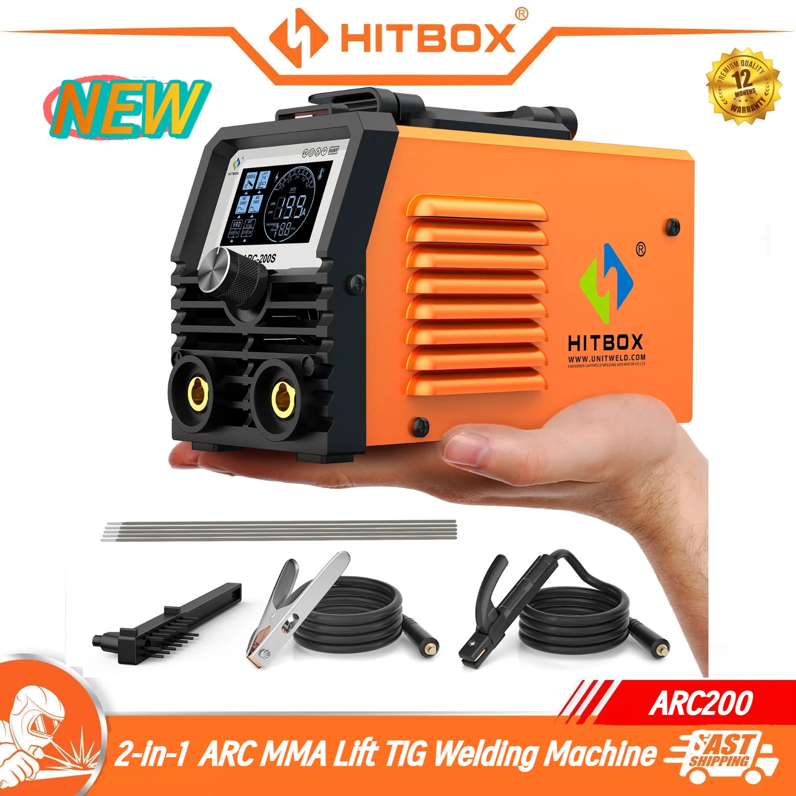 HITBOX 200A Stick Welder 110V ARC MMA Lift TIG 2-in-1 Welding Machine DIY/Gift