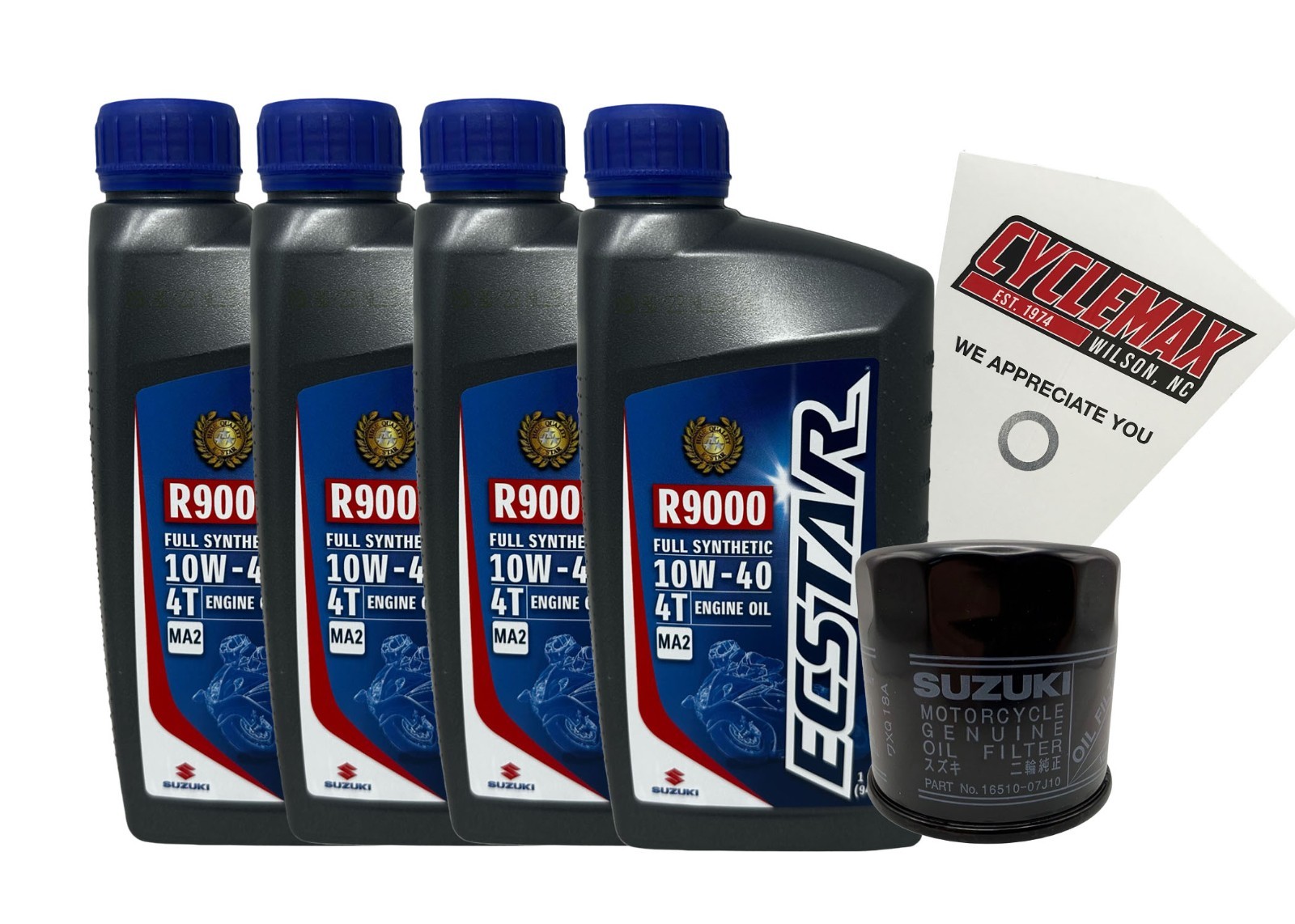OEM 1999-2020 Suzuki GSX1300R Hayabusa 10w40 Full Synthetic Oil Change Kit