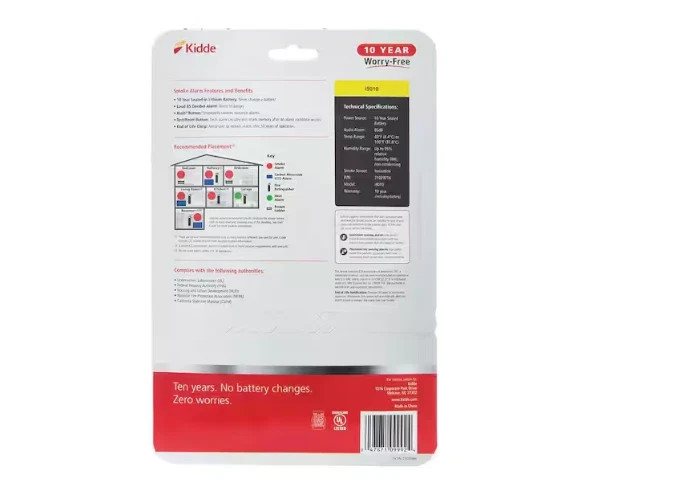 Kidde Smoke Alarm i9010 10-Year Battery Powered Ionization Smoke Detector SEALED