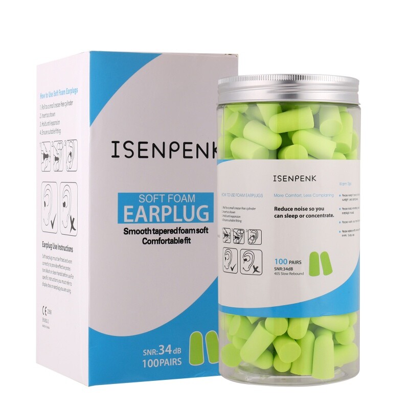 100Pcs Ear Plugs Lot Bulk Soft Green Foam Sleep Travel Noise Shooting Earplugs