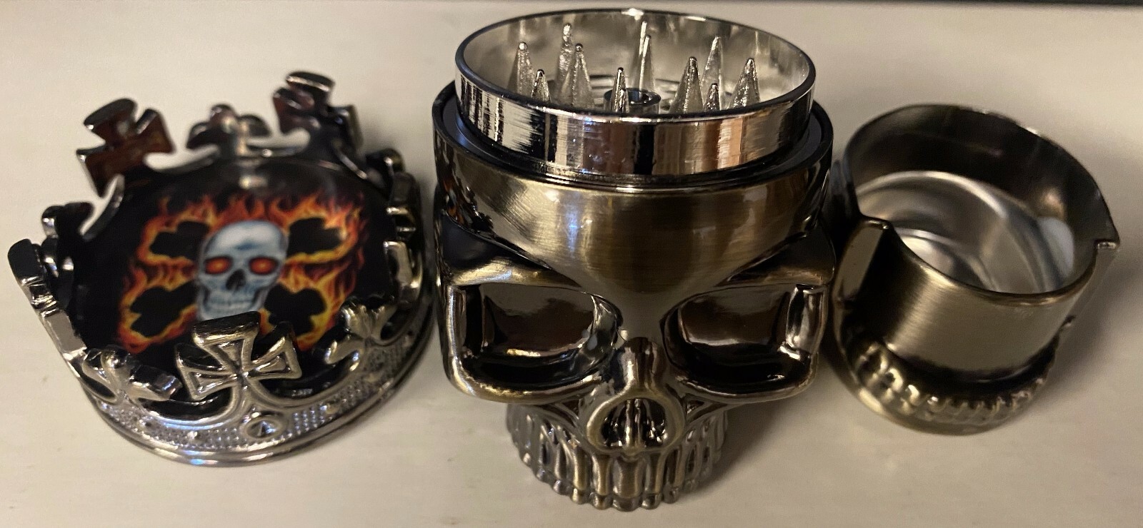 3 Piece Skull Metal Alloy Tobacco Spice Grinder Crusher USA Seller W/ Gift Box