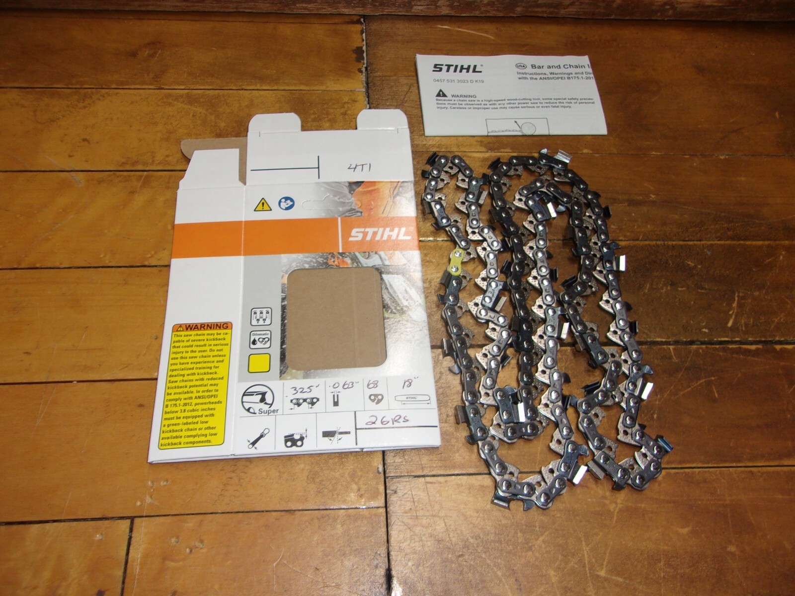 Stihl OEM 18" Full Chisel Chain .325" .063" 68 DL 26RS-68 Yellow #GM-4T1