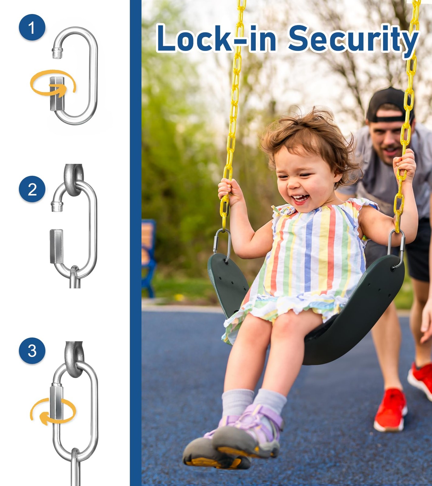 2 Pack Heavy Duty Swing Seats with 66" Rust-Resistant Chains, Swing Set Acces...