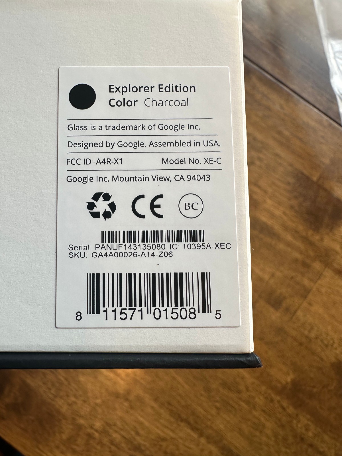CHARCOAL NEW UNOPENED IN BOX Google Glass Explorer Edition V3 XE-C FULL KIT