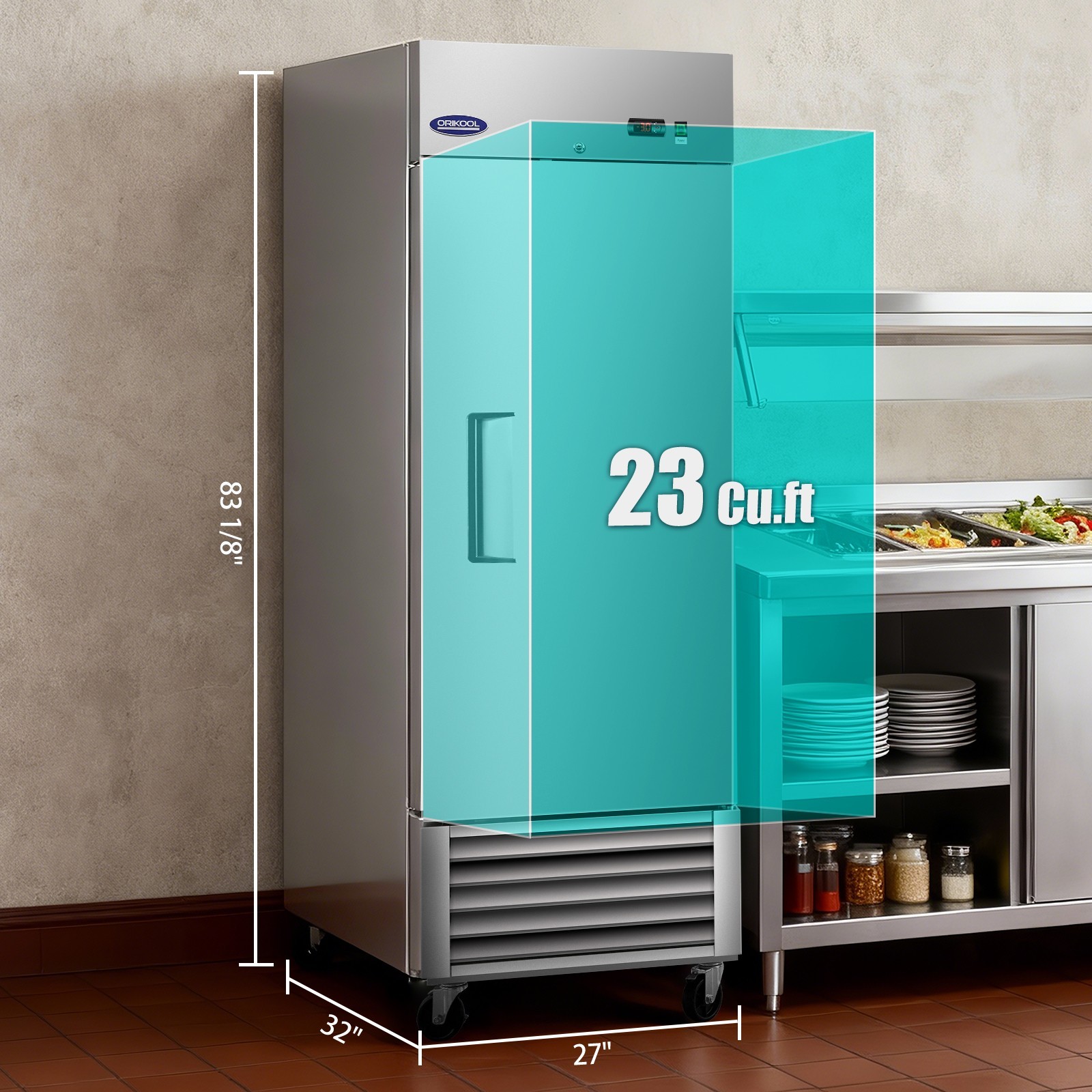 27" W Commercial Refrigerator - Single Door Reach-In for Restaurant, Bar, Cafe