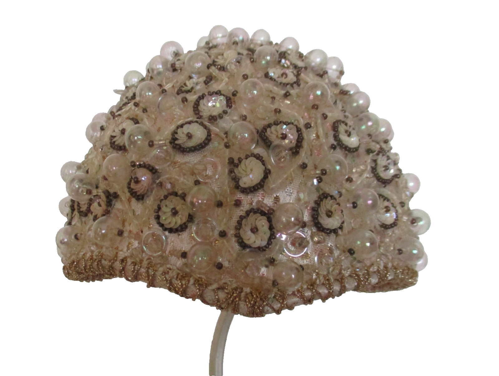 Vintage 1940s Juliet Cap Hat Beads Sequins Frances & Walter Nelkin Bridal