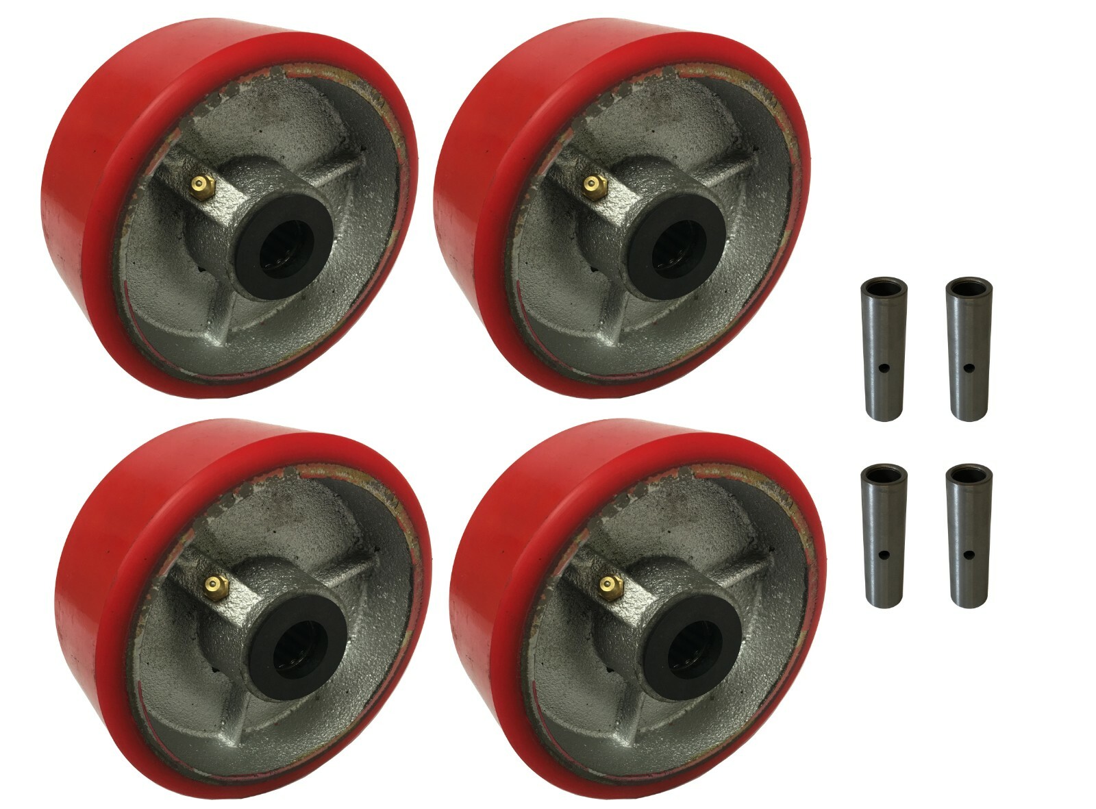 4 Heavy Duty Caster Wheels Set 4" 5" 6" 8" 10" Polyurethane on Cast Iron Wheel