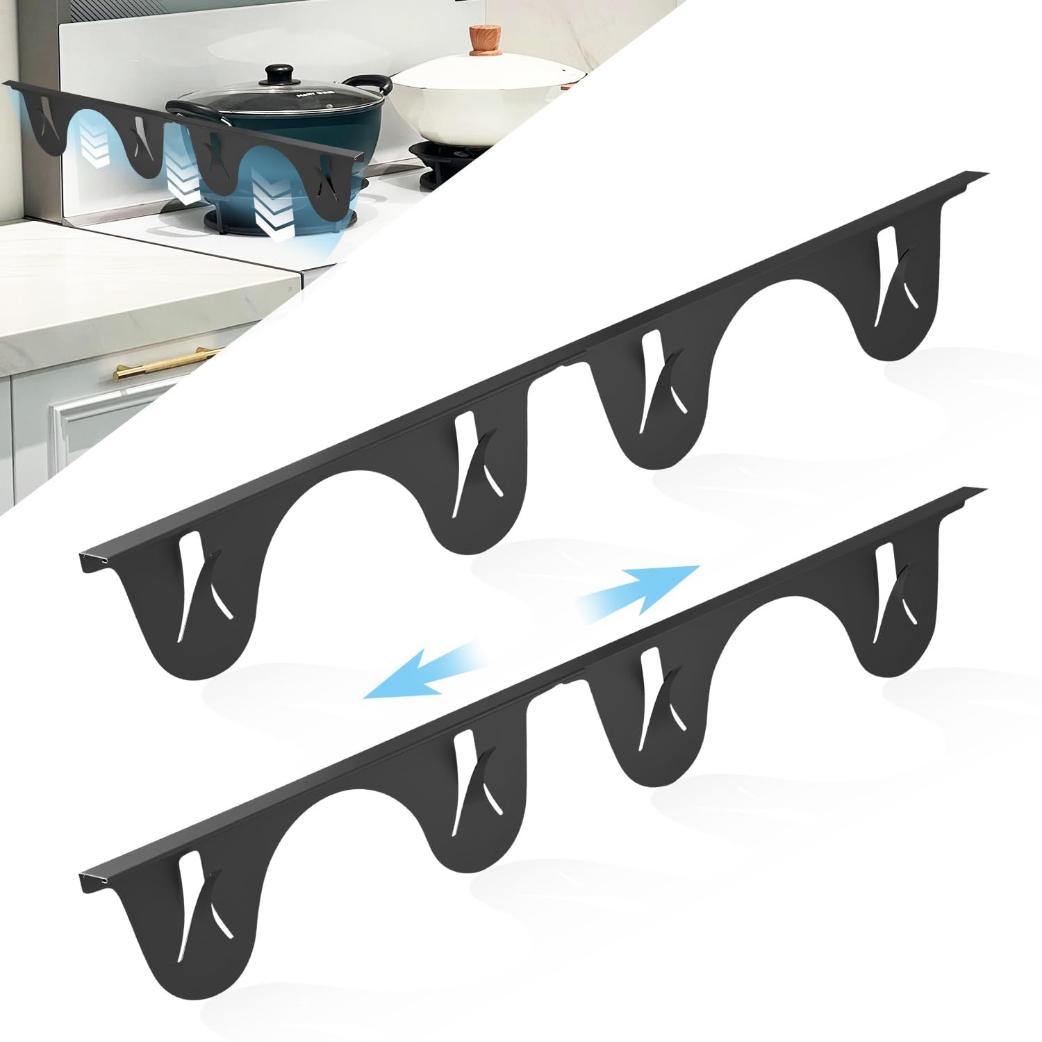 Stainless Steel Stove Gap Covers (2 Pack) – Adjustable Retractable Length 13.8"