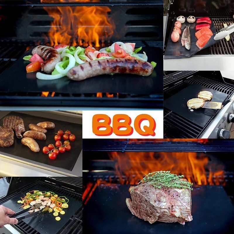BBQ Grill Mats Set of 5 Outdoor Cooking Baking Non Stick Reusable Grilling Mat