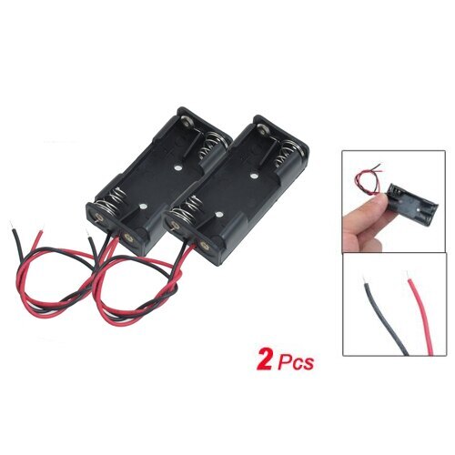 2x 2-AAA Slots Battery Spring Clip 3V Holder Case Plastic Storage Box + Wires