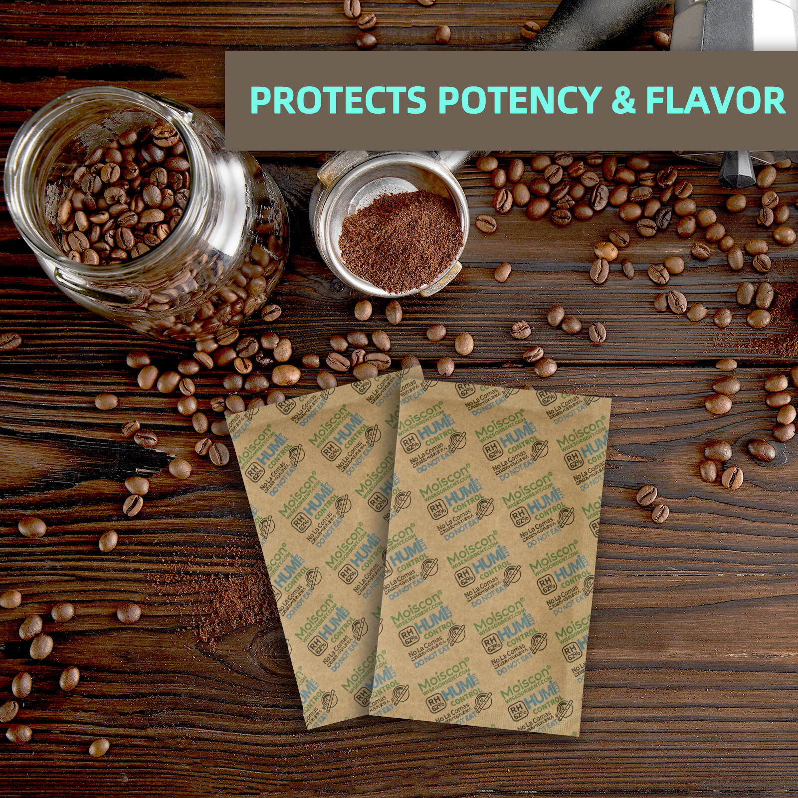 62% RH 67 Gram 2-Way Humidity Control Packs for Storing 1lb Individually Wrapped