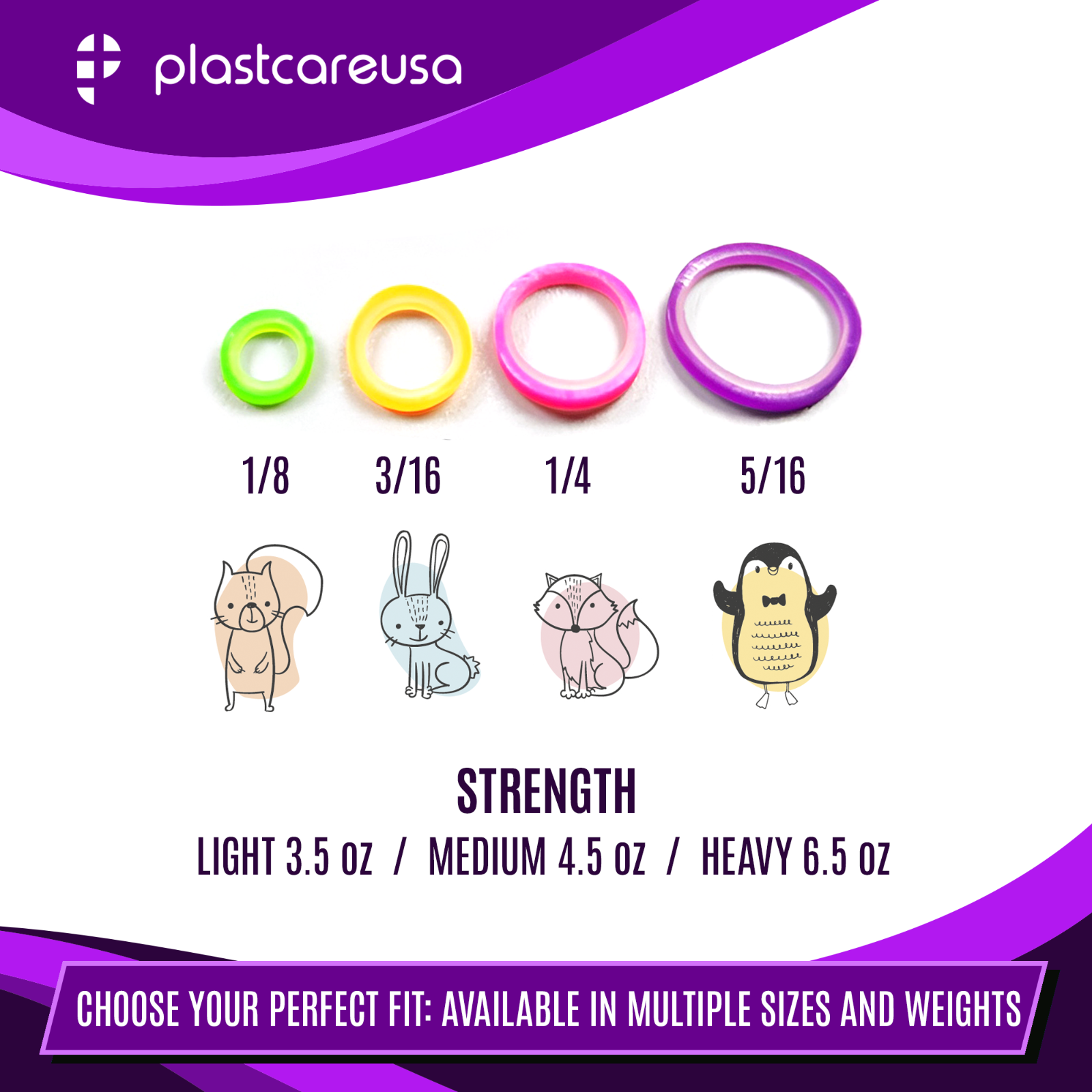 100 Assorted Color Light 3.5 Oz 3/16" Rabbit Latex Elastic Rubber Bands Braces