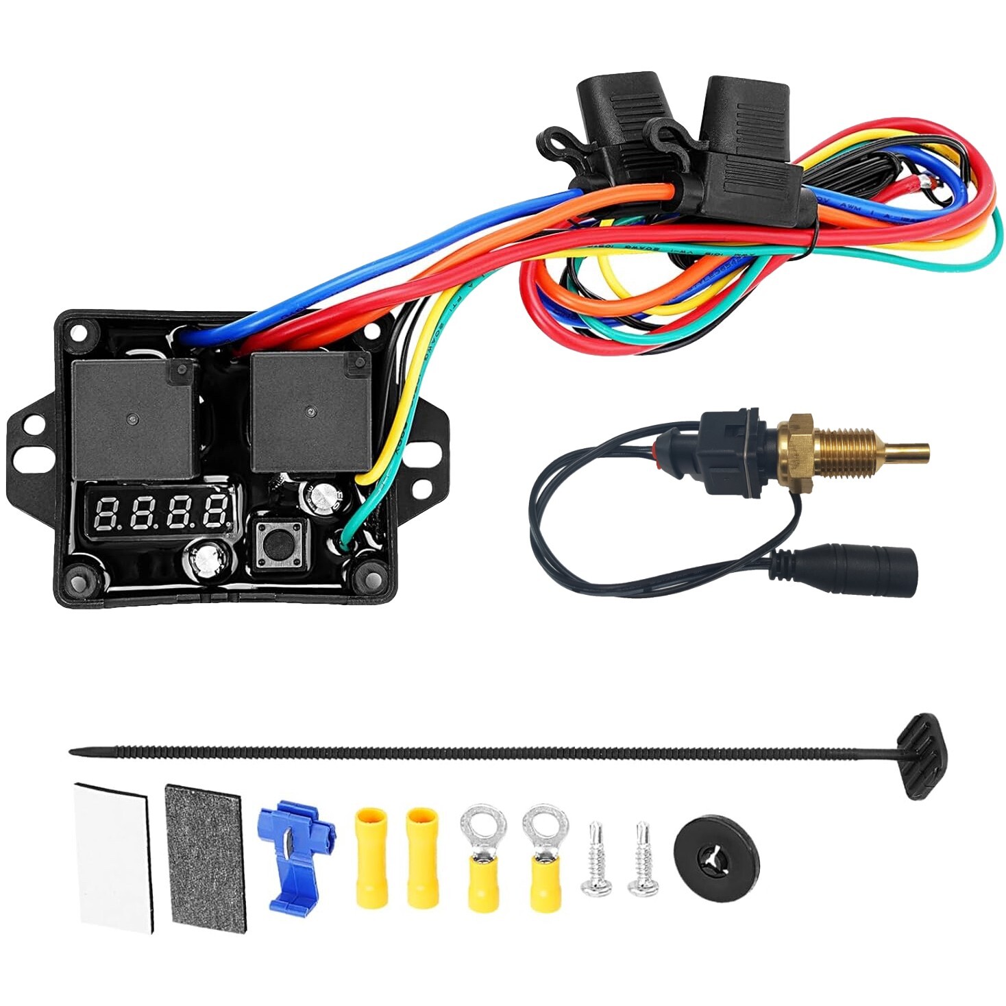 DIGITAL ADJUSTABLE THERMOSTAT ELECTRIC RADIATOR FAN 1/2" NPT TEMP-ERATURE SENSOR