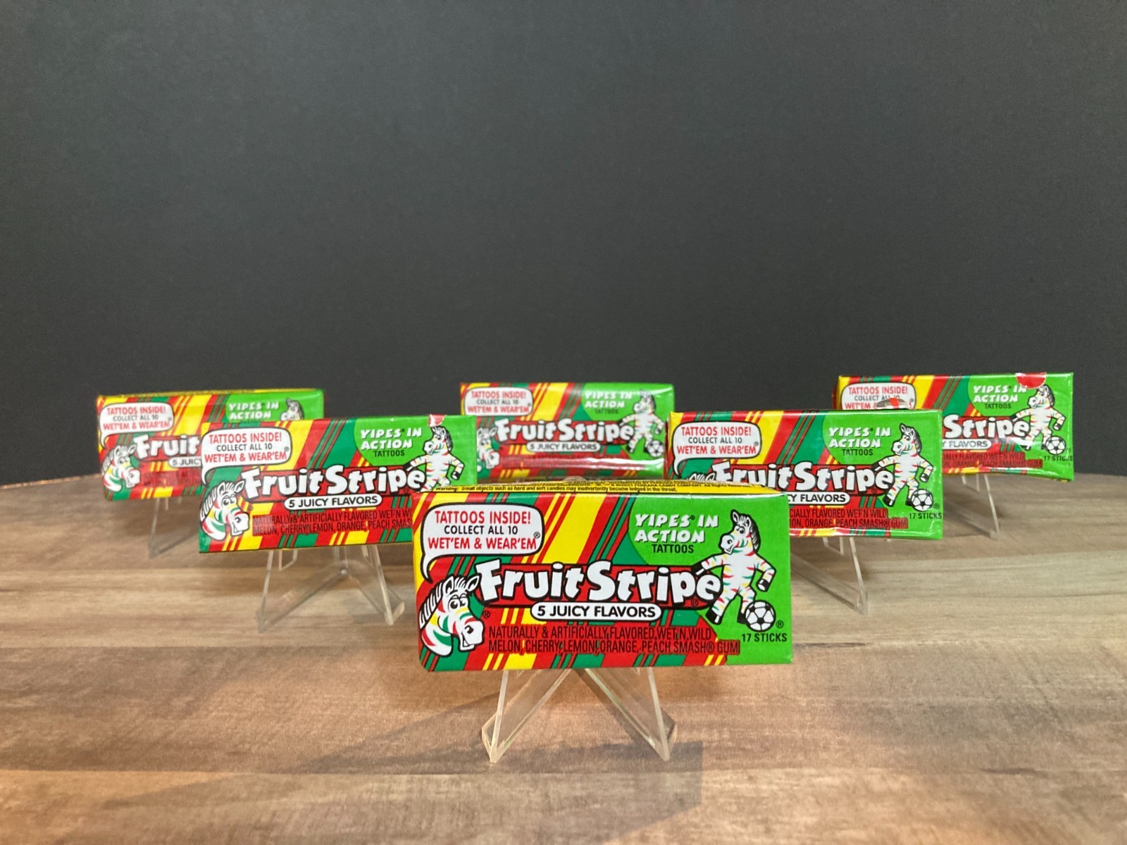 Fruit Stripe Chewing Gum 1 Pack 17 Sticks Yipes Tattoos Collectible Discontinued