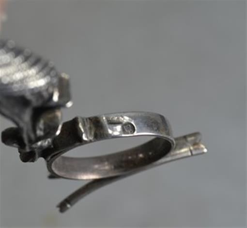 early period midwife stork umbilical clamp babies 19th c silver original antique