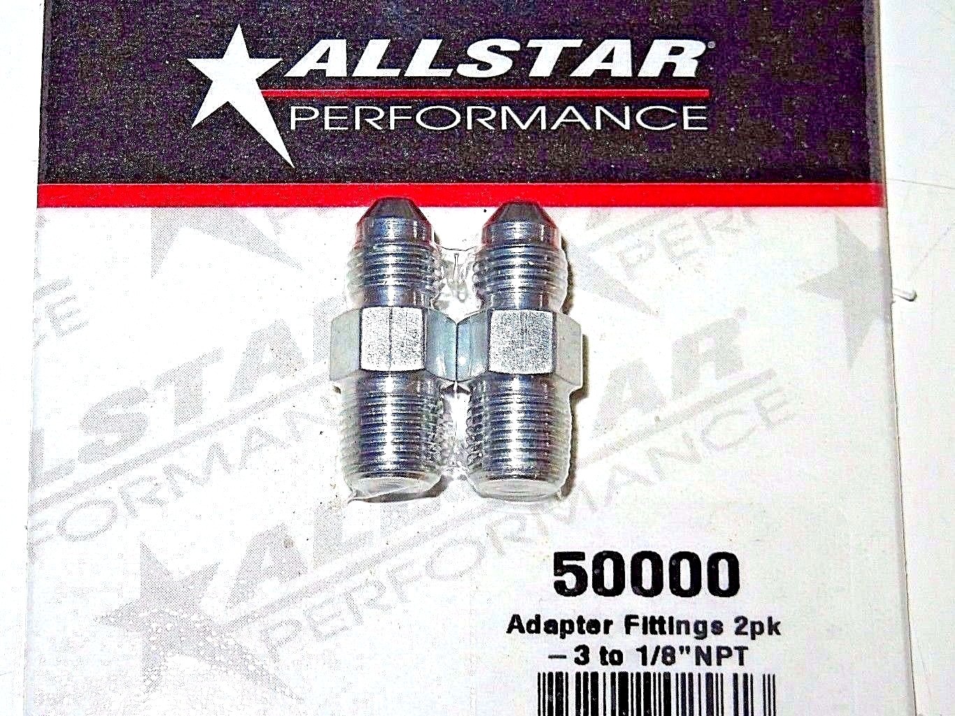 AllStar Steel Brake Line Caliper Adapter Fitting Straight -3 AN To 1/8" NPT  2pk