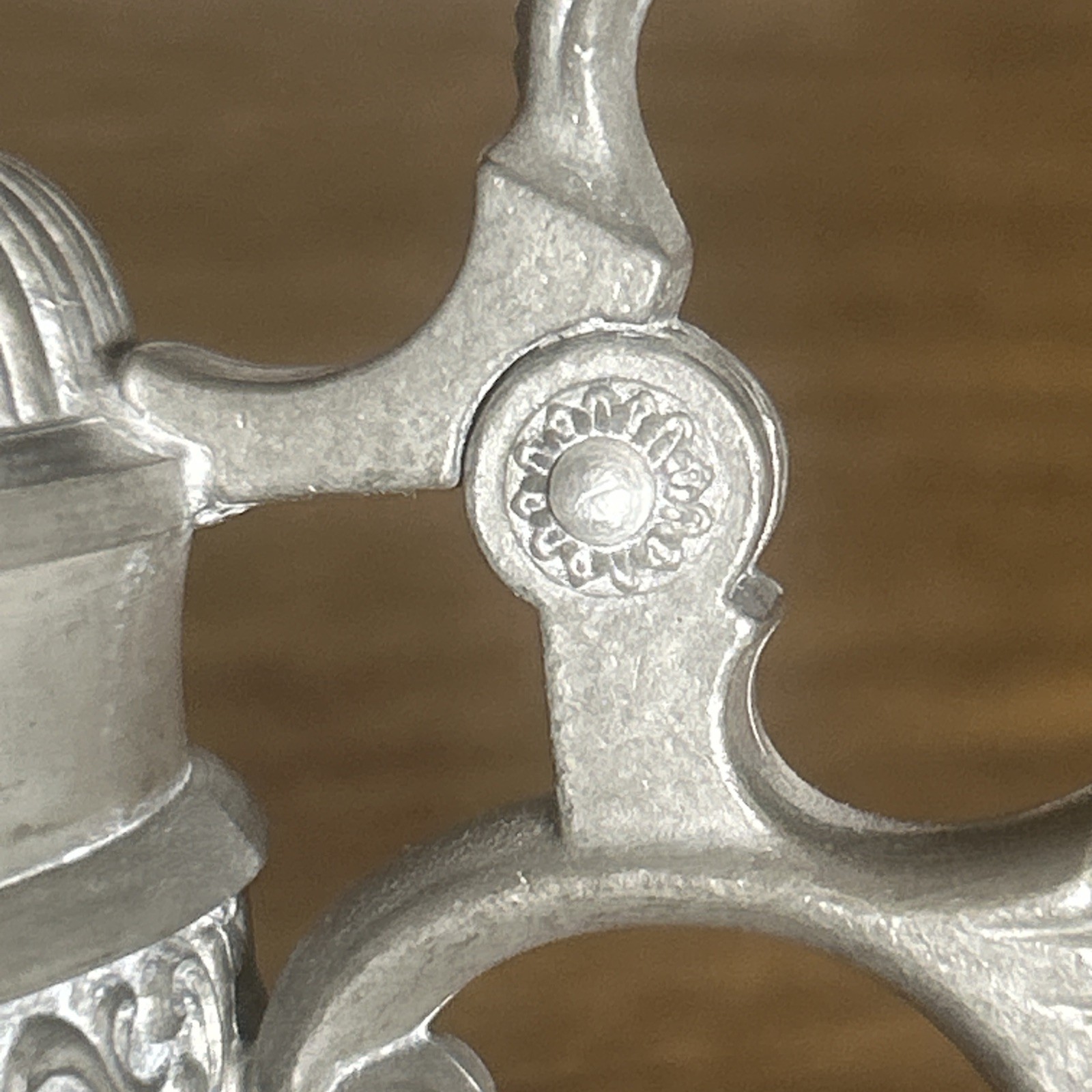 Vintage ceramic German stoneware beer mug with tin cap