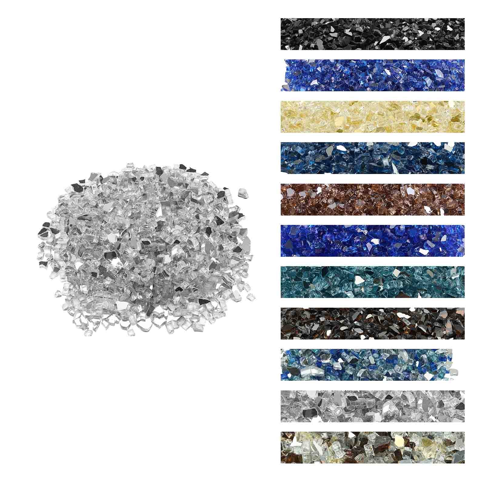 VEVOR 10 LBS Fire Glass 1/2-Inch Fireplace Glass Rocks for Fire Pit Table Clear