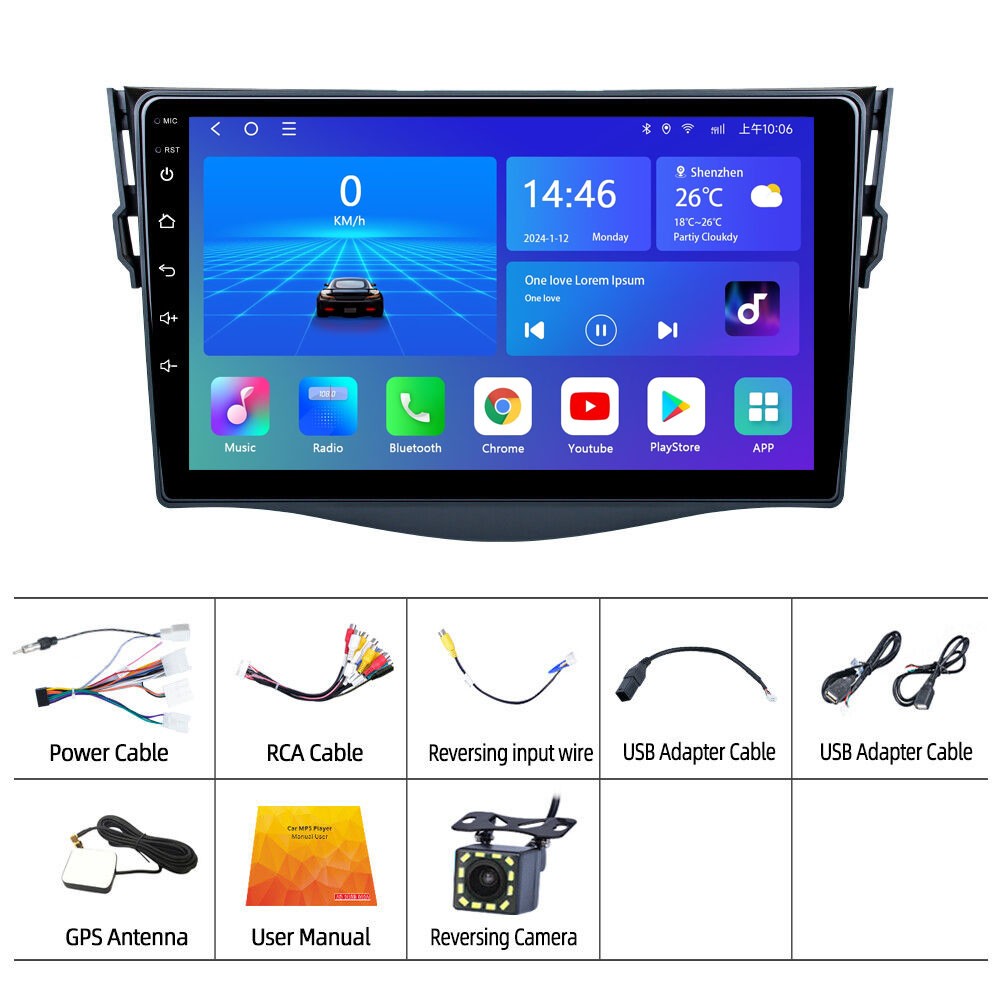 Apple Carplay For Toyota RAV4 2007-2012 Android 15 Car Stereo Radio GPS WIFI+Cam