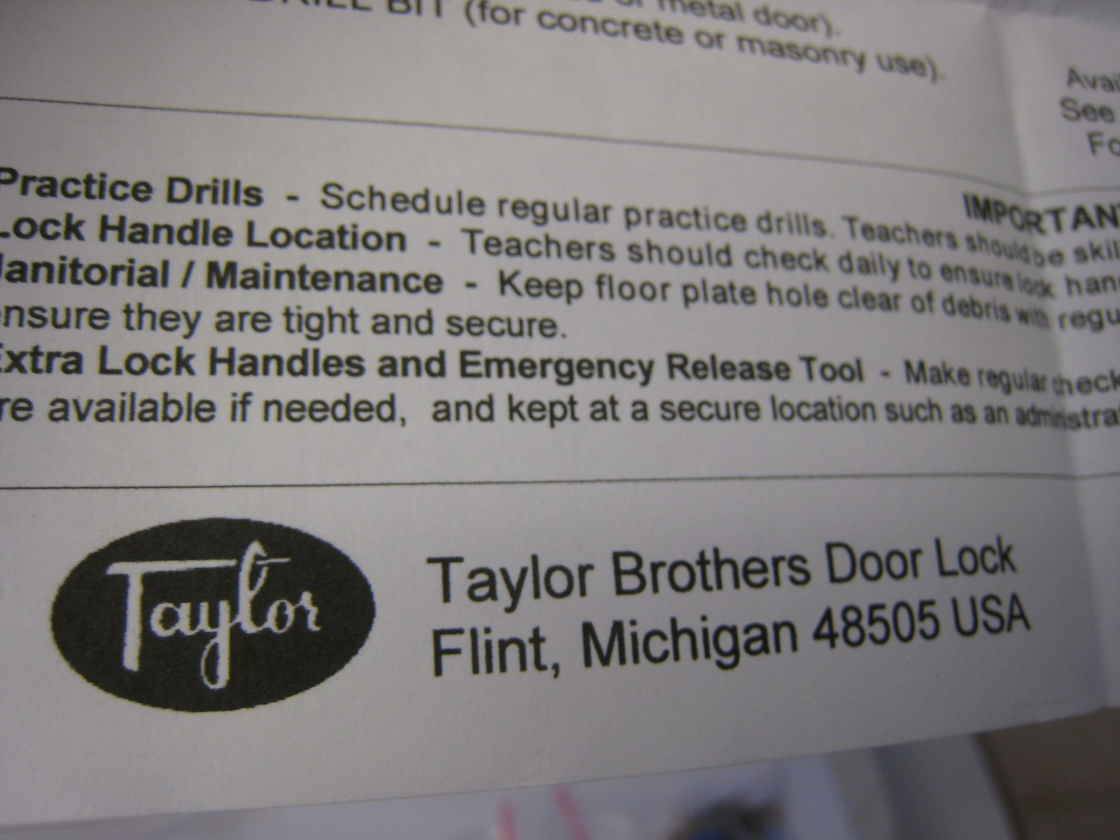 NIGHTLOCK LOCKDOWN EMERGENCY DOOR LOCKDOWN. New In Original Container.