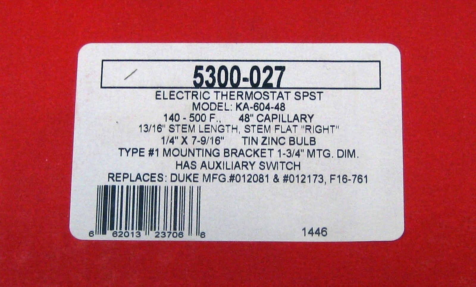 5300-027 Robertshaw Electric Oven Thermostat KA-604-24 KA-604-48 46-1119
