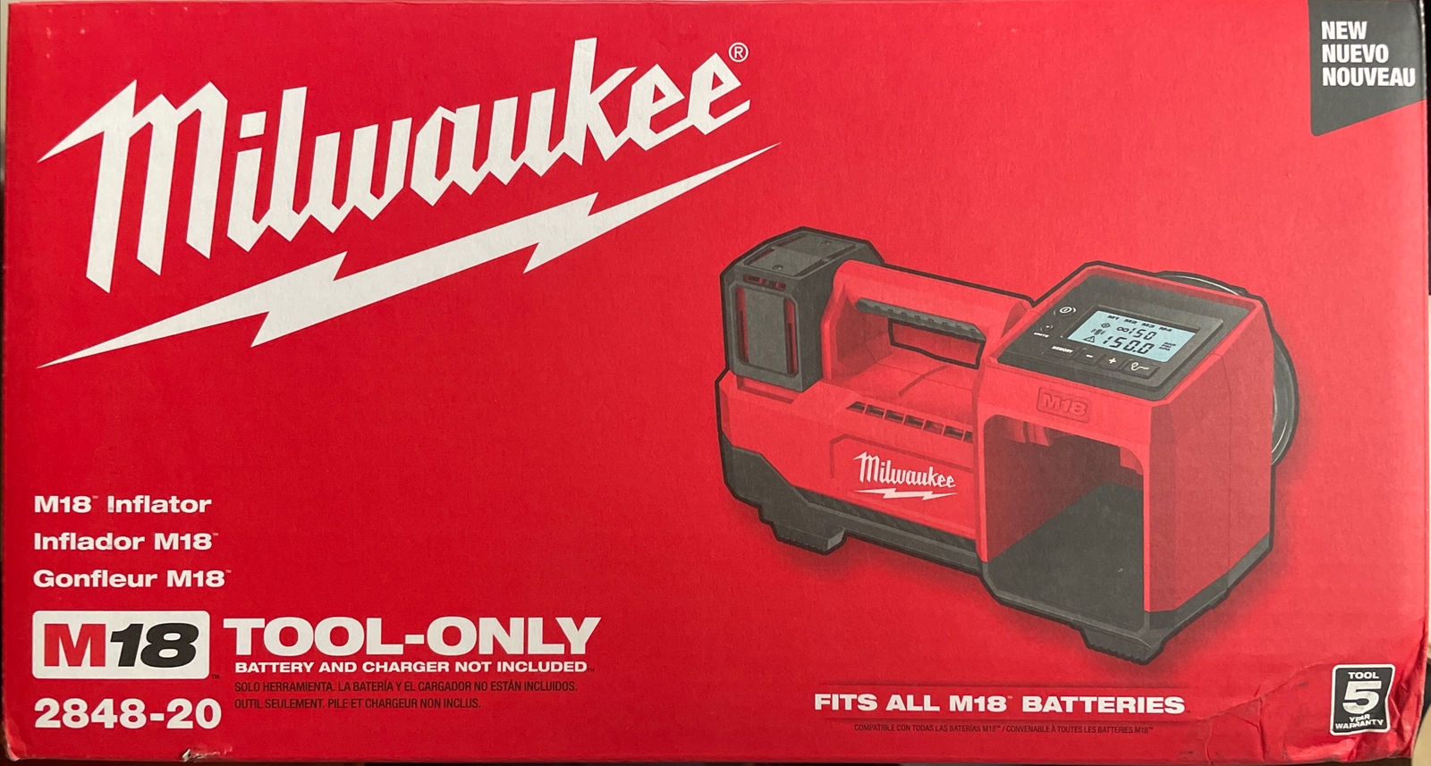 Milwaukee 2848-20 M18 Cordless 18 Volt Inflator New