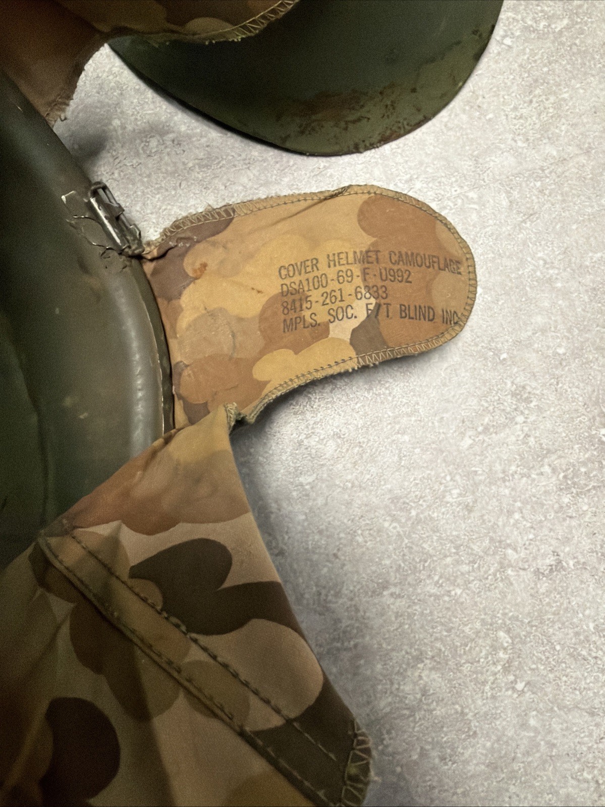 Vietnam WWII Steel Pot FRONT SEAM Helmet Mitchell Cover Liner NICE