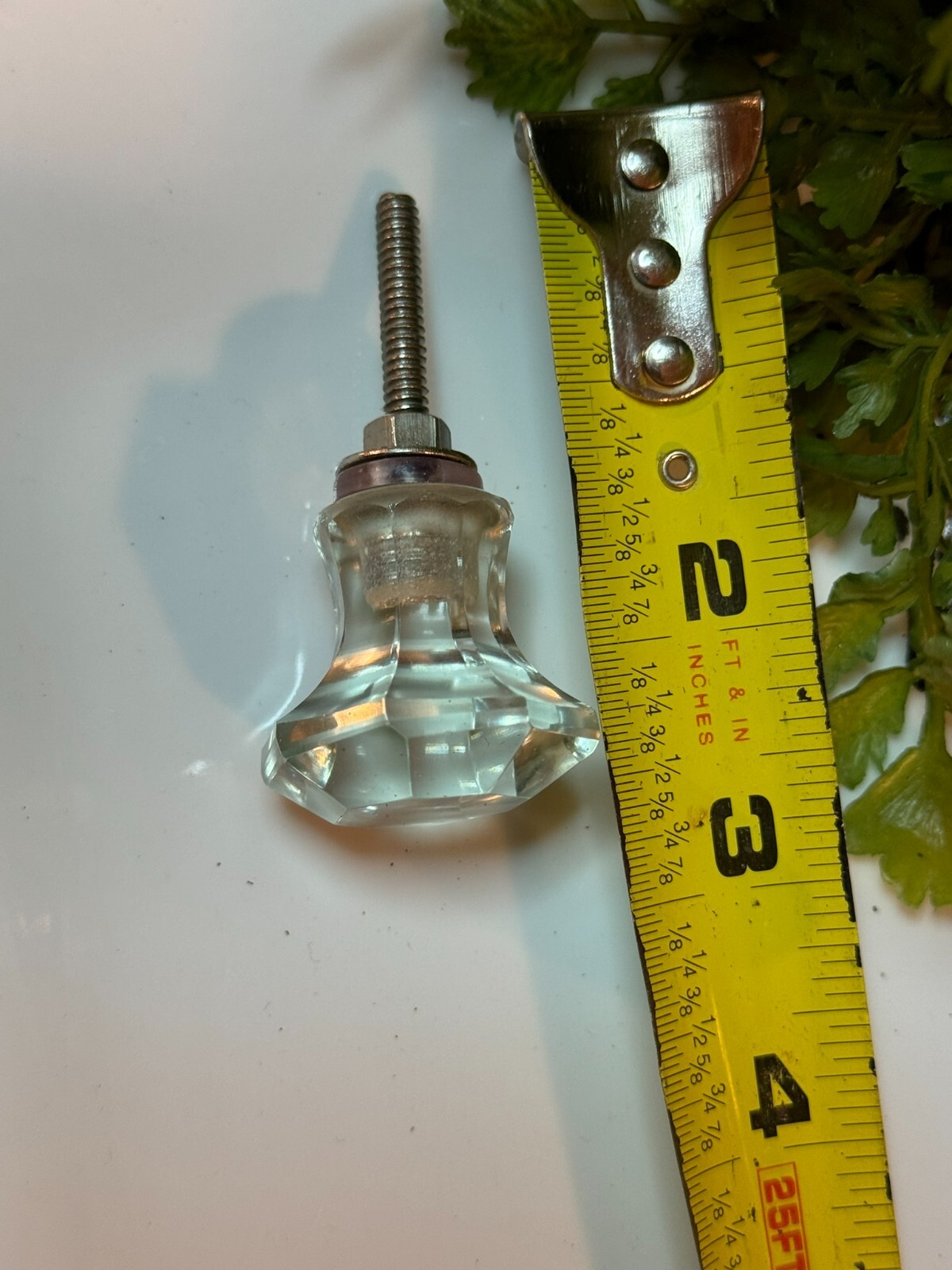 4 Antique Drawer Pull Handle Small Diamond Cut Clear Glass Cabinet Knob Hardware