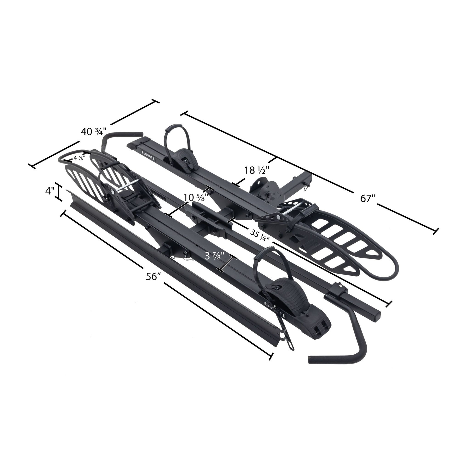 Elevate Outdoor Hitch-Mounted Platform Rack w/Ramp for Ebikes & Fat Tire Bikes