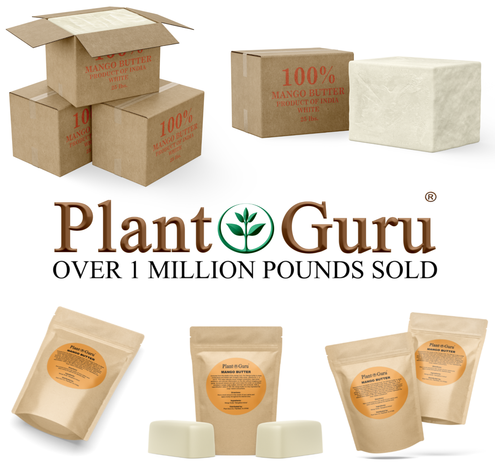 Raw Mango Butter 100% Pure Organic Natural Unrefined For Skin Body Hair Bulk