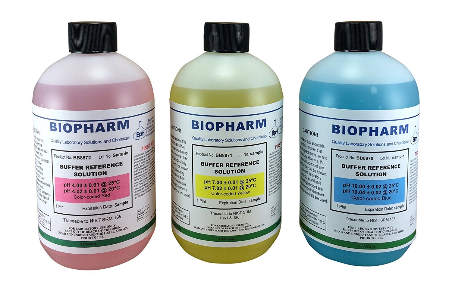 Biopharm Buffer Calibration Solution Kit 3-Pack of 500 mL each pH 4, 7 and 10