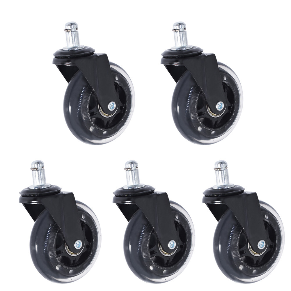 Set of 5 3 inch Office Chair Caster Rubber Swivel Wheels Replacement Heavy Duty