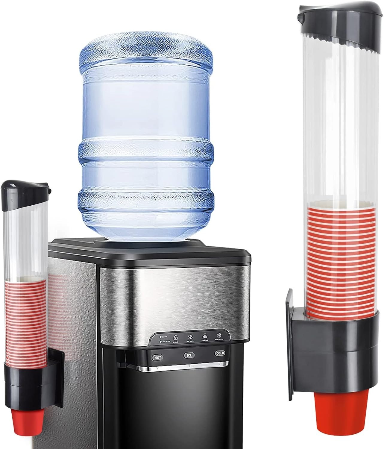 Pull Type Wall Mount Cup Dispenser Fits 7–12oz Cups Black Large