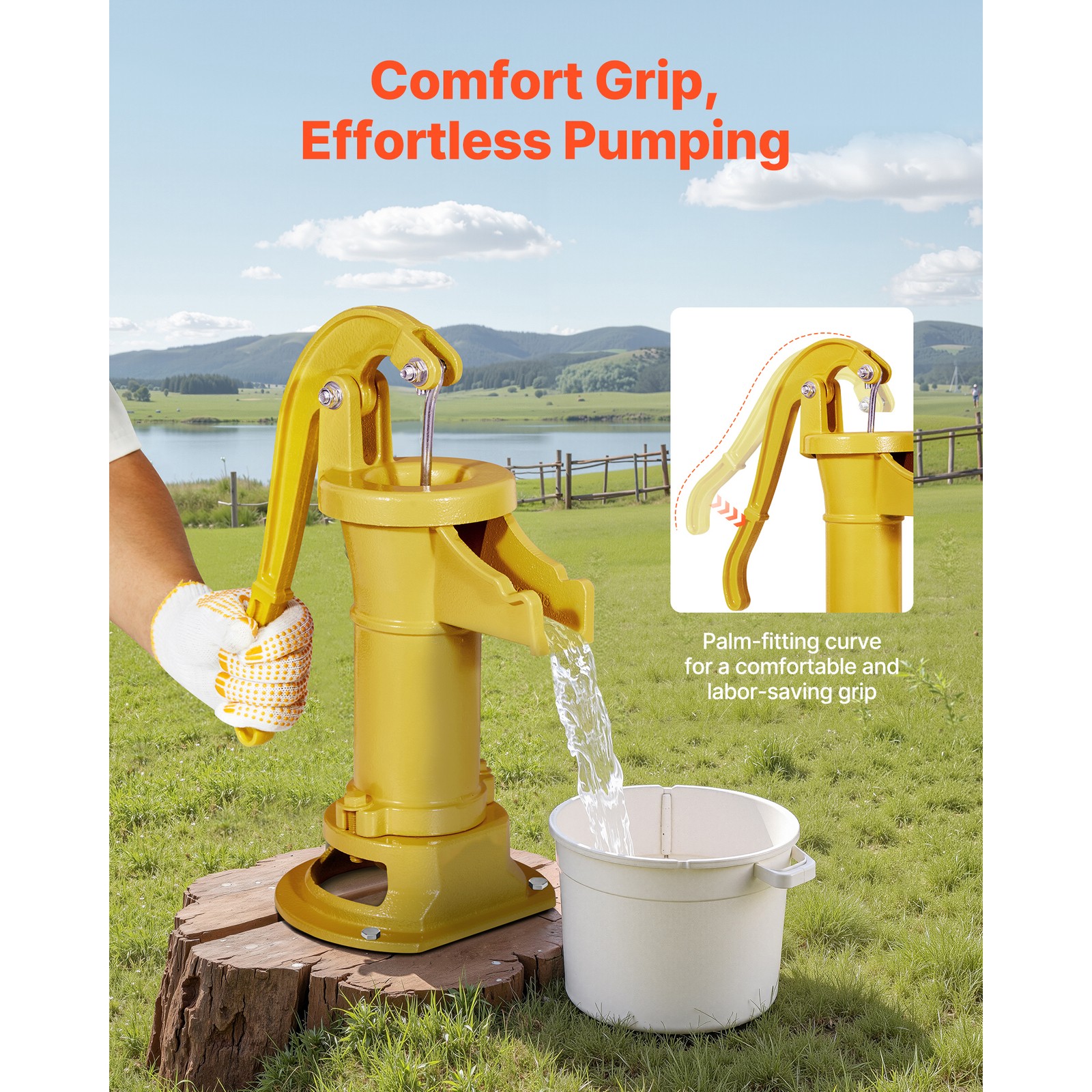 Uimoso Antique Cast Iron Manual Water Pump 25ft Hand Pitcher