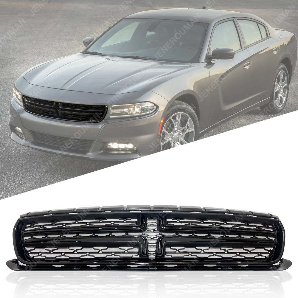 Black Grille For 2015-2023 Dodge Charger SE SXT GT RT Front Bumper Upper Grill