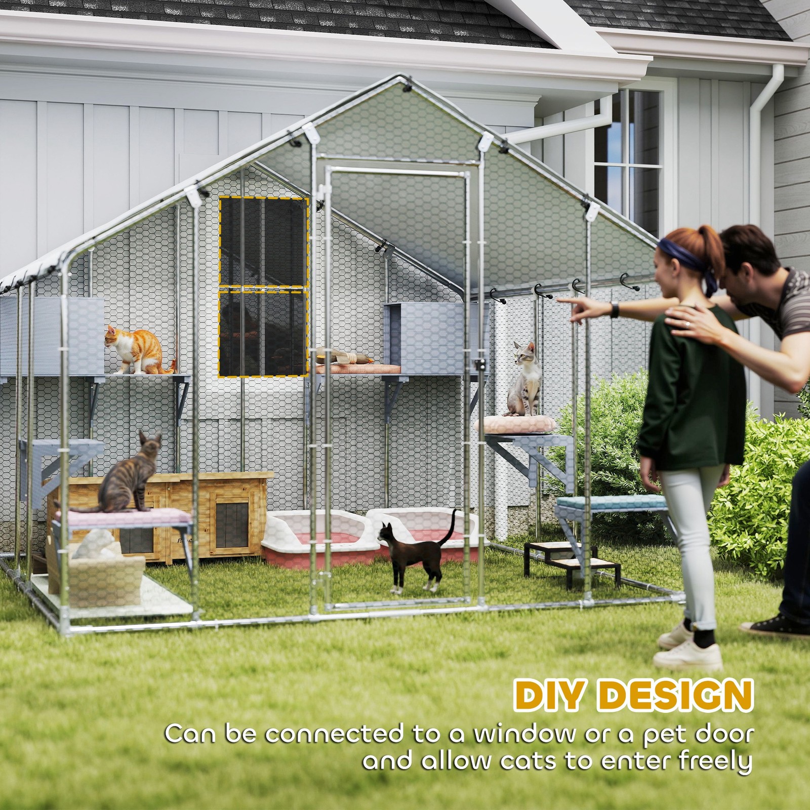 PawHut 94.5" Extra Large Catio Outdoor Cat Enclosure Waterproof Cover UV Protect