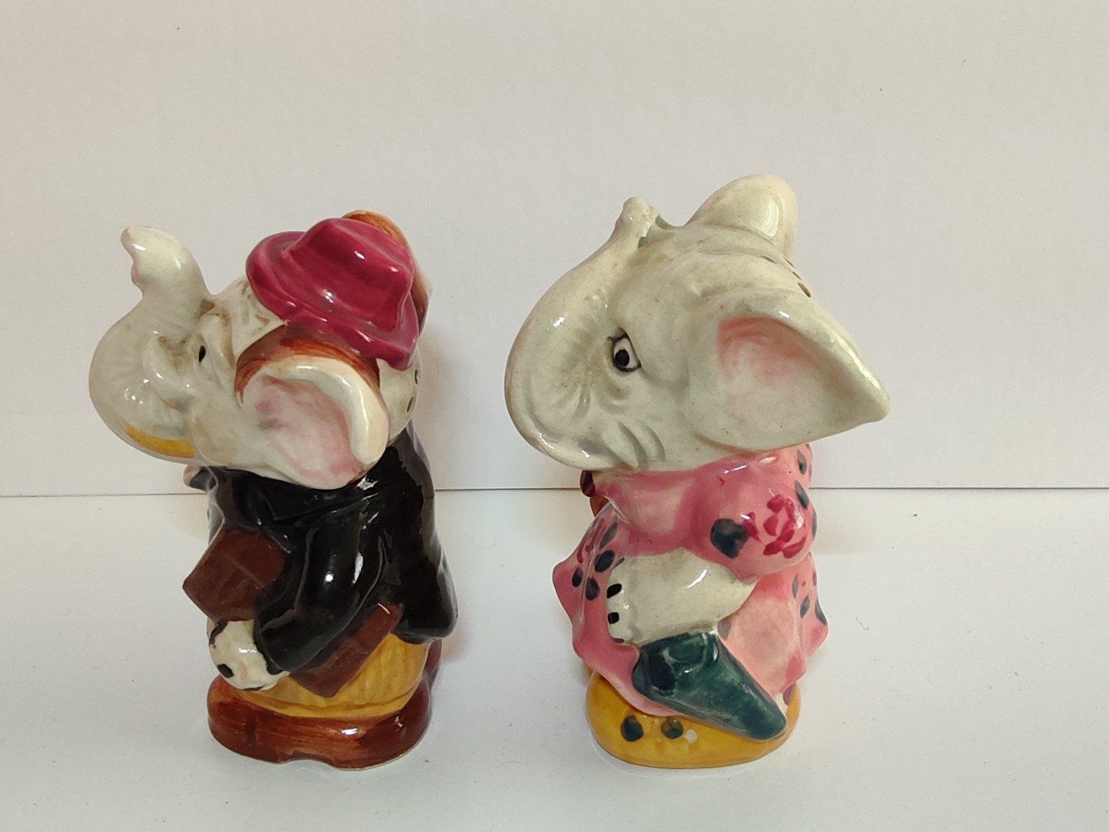 Man & Woman Anthropomorphic Elephant Salt and Pepper Shakers