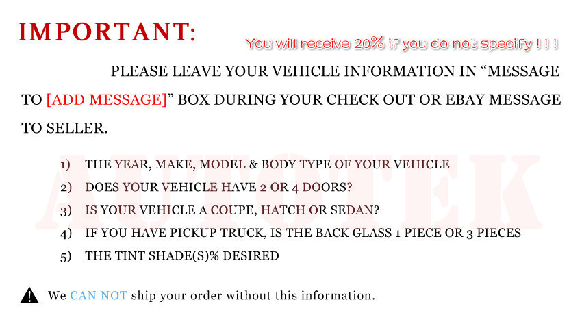 ALL PRECUT SIDES & REARS WINDOW TINT KIT COMPUTER CUT GLASS FILM CAR ANY SHADE 4