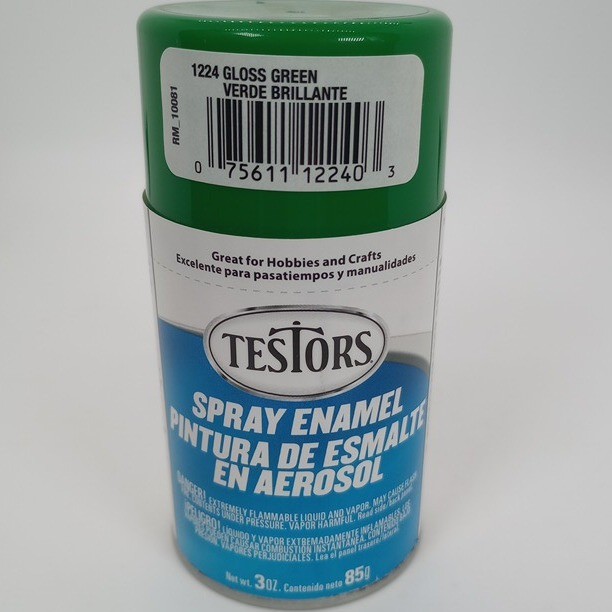 Testors Spray Enamel Paint 1224 Gloss Green 3oz for Hobbies and Crafts
