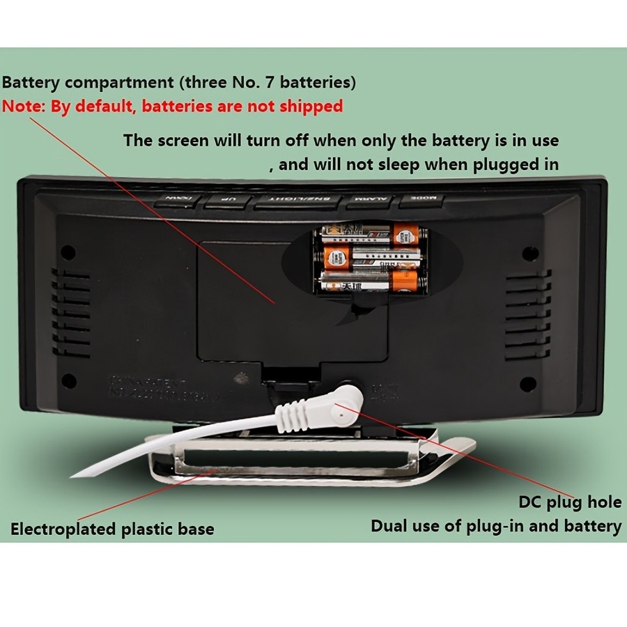 Digital LED Large Display Wall Desk Alarm Clock With Calendar Temperature Date